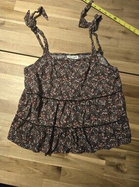 Studio B Disty Floral Tiered Tie-Strap Blouse